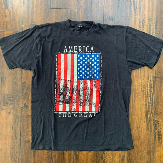 America The Great Vintage T Shirt USA Patriotic 4th July 90s Single Stitch Rap