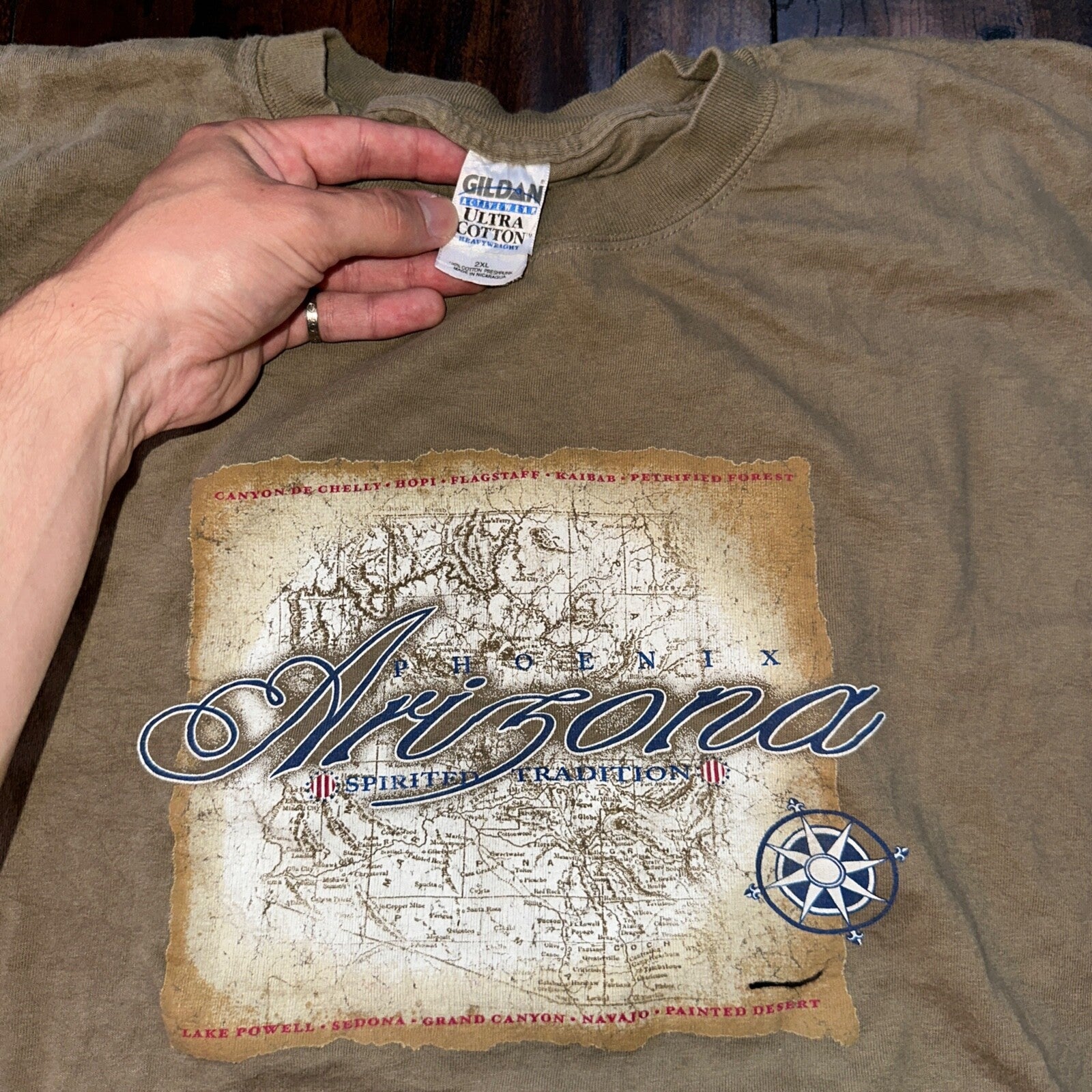 Arizona USA West Coast Vintage T Shirt Gildan Y2K Compass Travel Phoenix 2XL