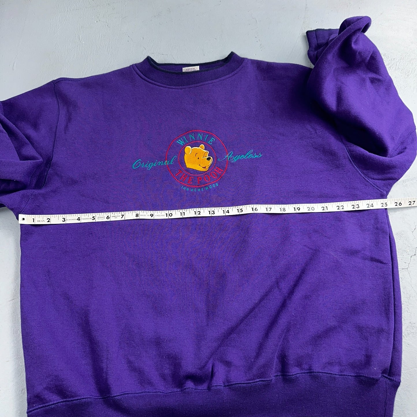 Pooh VTG Acrewood Purple Crew Neck Sweatshirt XL Embroidered 90s Cute Bear