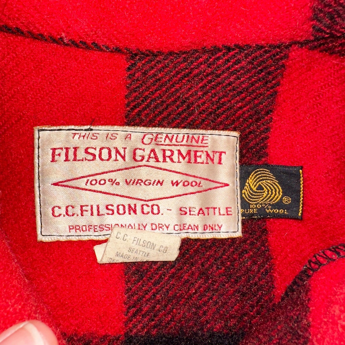 Filson Double Mackinaw Cruiser Coat Jacket Mens 46 Red Plaid Wool 70s Vintage
