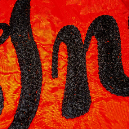 Vintage Indians Coach Starter Satin Jacket Nylon 80s Orange Chainstitch Pat