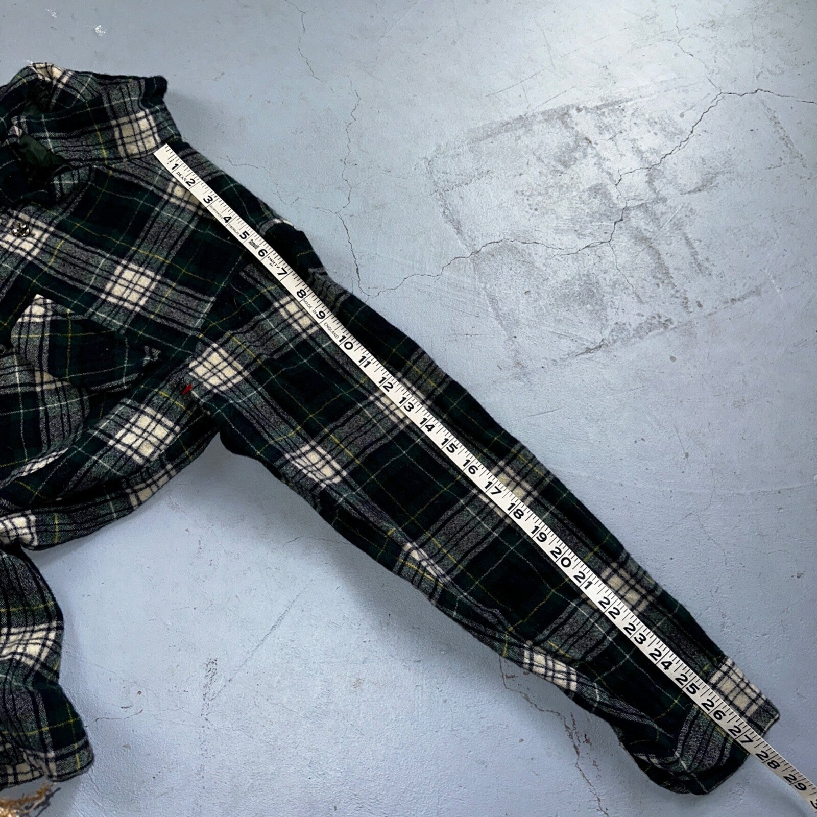 Pendleton VTG Men's Board Shirt Medium Loop Collar USA Wool Woolen Plaid Green