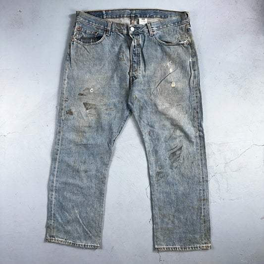 Levis 501 Vintage Y2K XX Straight Leg Jeans 90s Blue Light Wash 38x29 Act 36x27