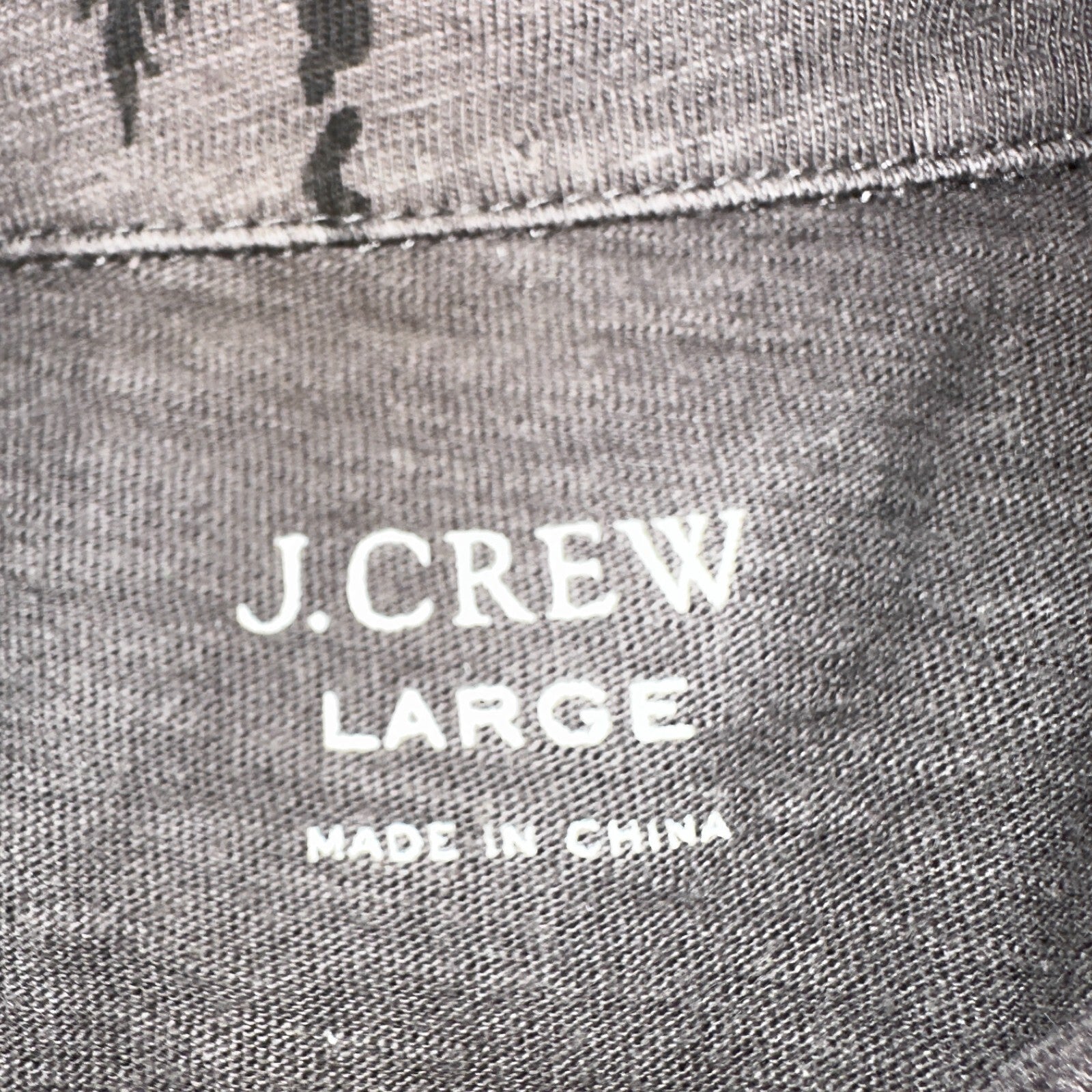 J CREW Polo Shirt Mens Large Gray Short Sleeve Pocket Tropical Palm Trees