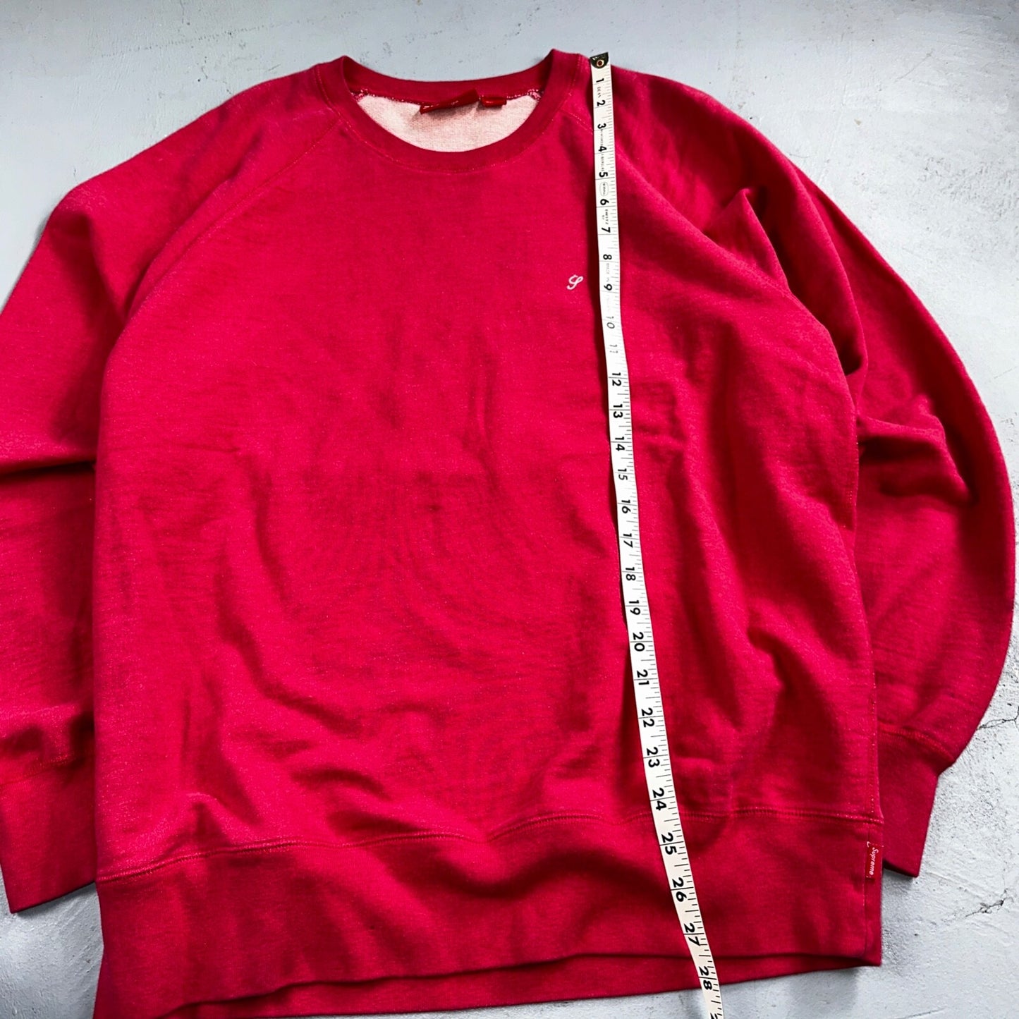 Supreme Pink Script Log Sweater Large Knit Box Logo Simple Subtle Raglan