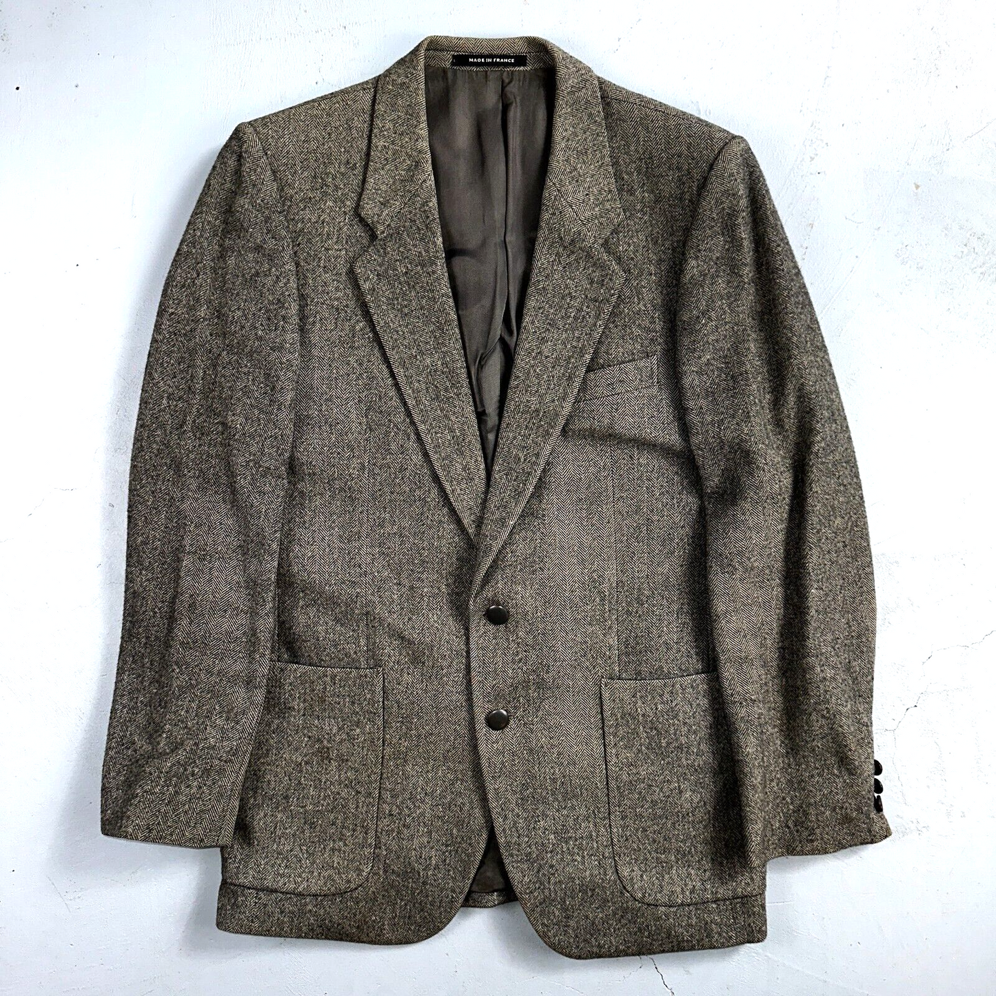 YSL Yves Saint Laurent Vintage Gray Tweed Jacket 38 Blazer Coat France Suit 80s