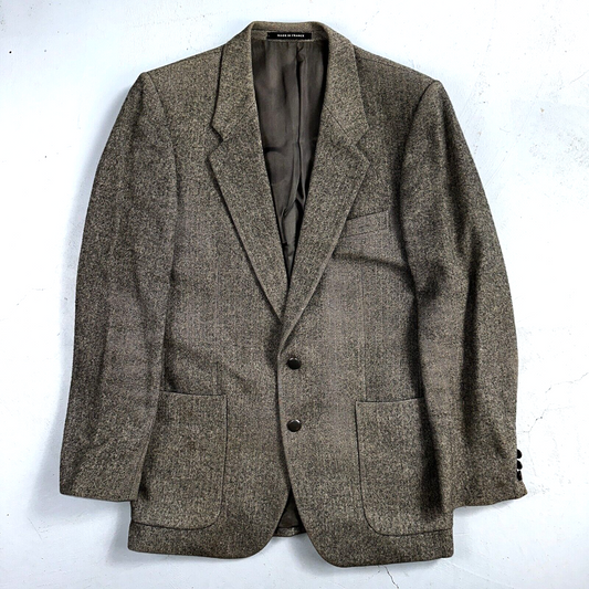 YSL Yves Saint Laurent Vintage Gray Tweed Jacket 38 Blazer Coat France Suit 80s