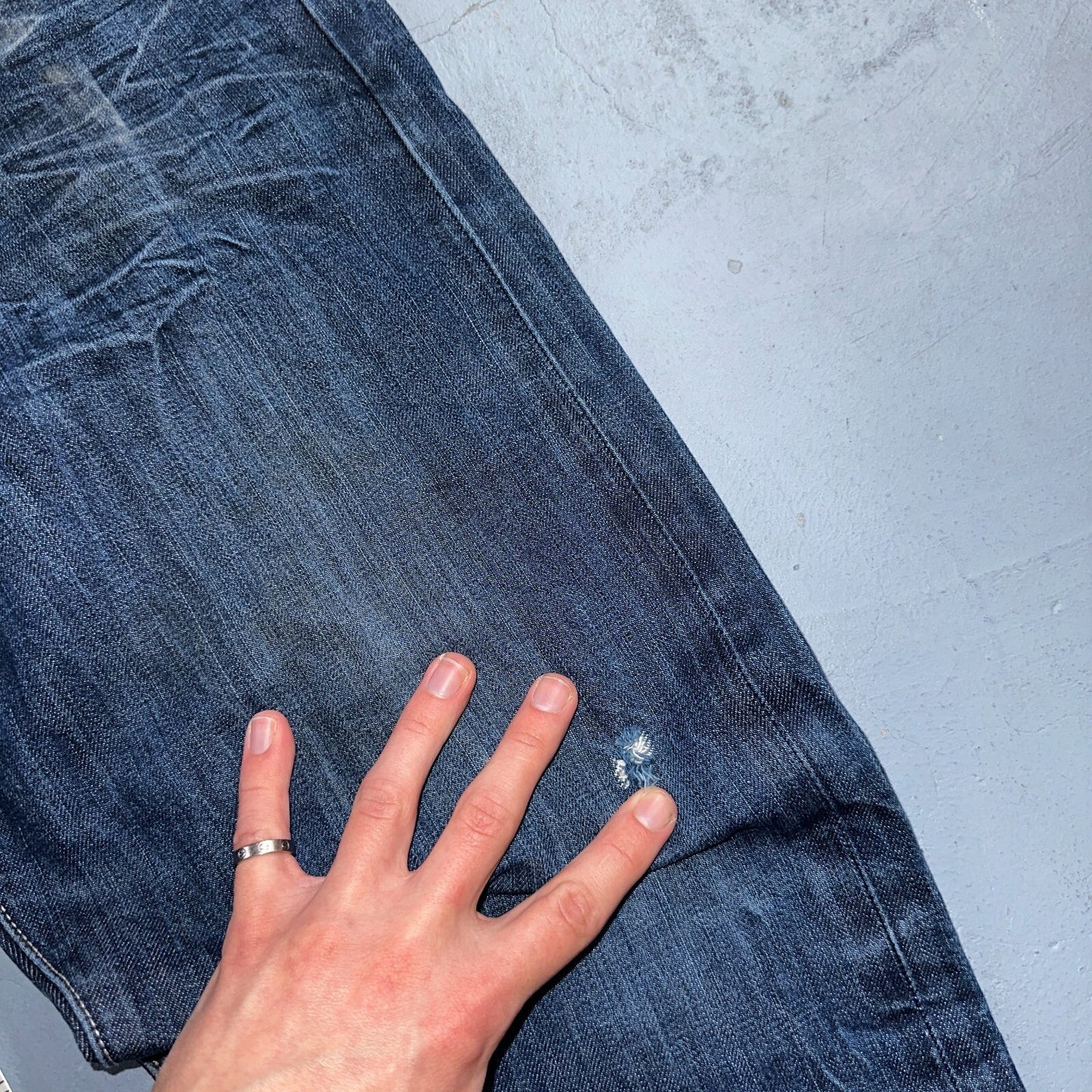 Levis 501 Y2K XX Straight Leg Jeans Blue VTG Whiskers Wash 36x32 Act 36x30