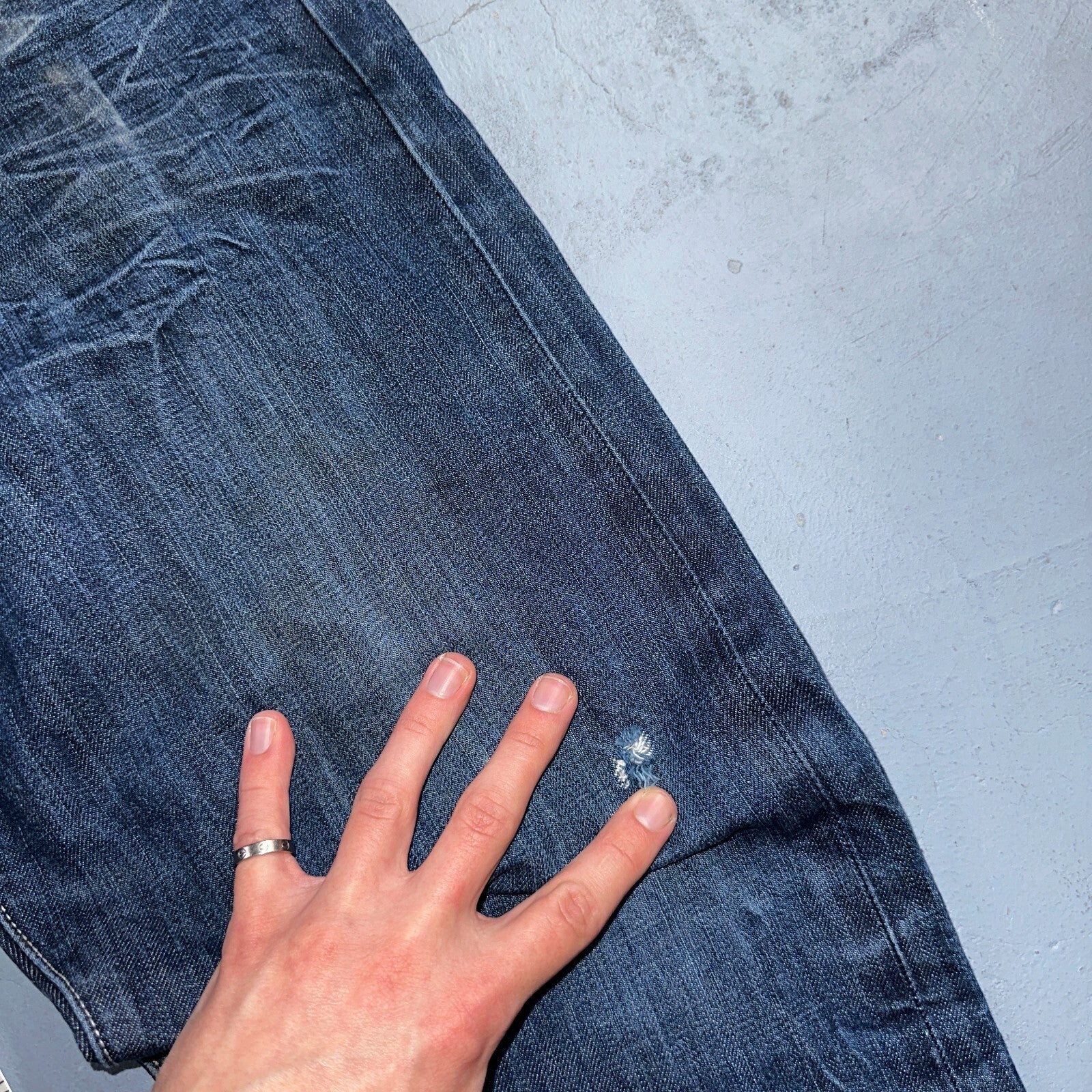 Levis 501 Y2K XX Straight Leg Jeans Blue VTG Whiskers Wash 36x32 Act 36x30