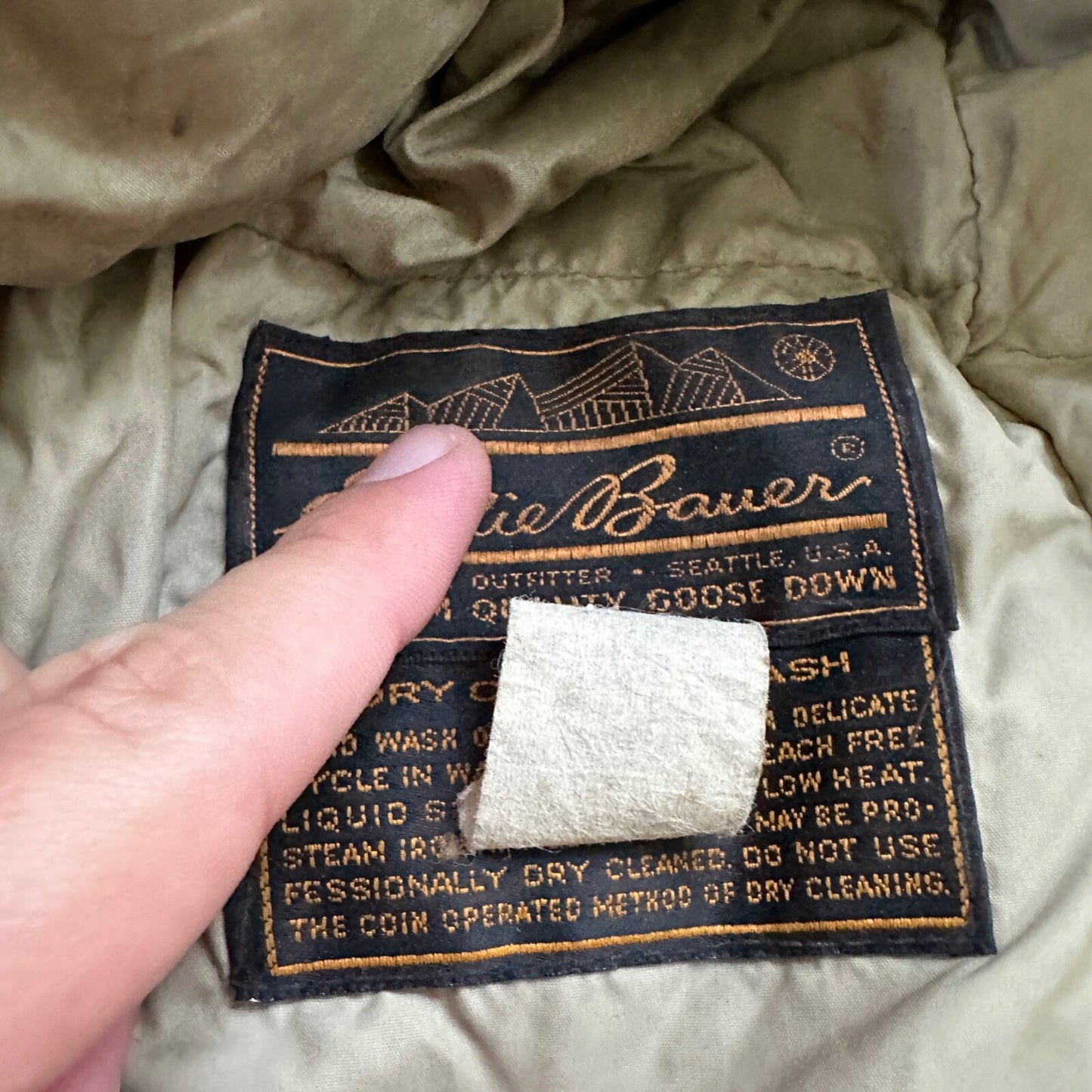 Vintage 1970s 1980s Eddie Bauer Goose Down Puffer Parka Jacket Tan Men's L 70s