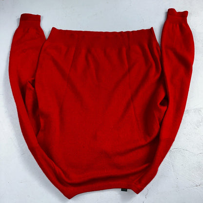 Embassy Row Sweater Men's L Red Cashmere Wool Knit V Neck Pullover