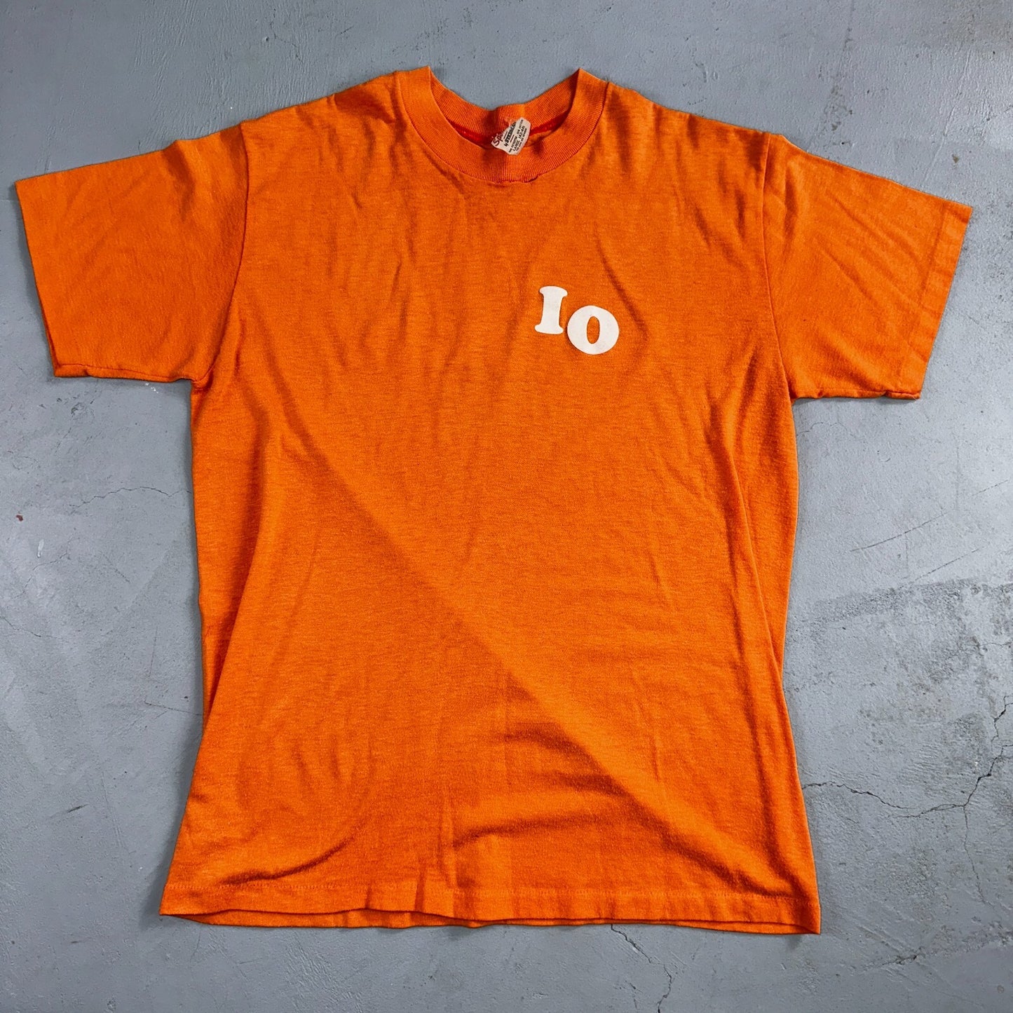 Wreck 1970s Sport VTG T Shirt Letters 70s Number 10 Orange Single Graphic Text