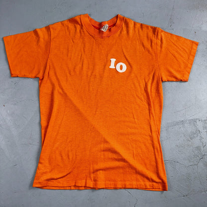 Wreck 1970s Sport VTG T Shirt Letters 70s Number 10 Orange Single Graphic Text