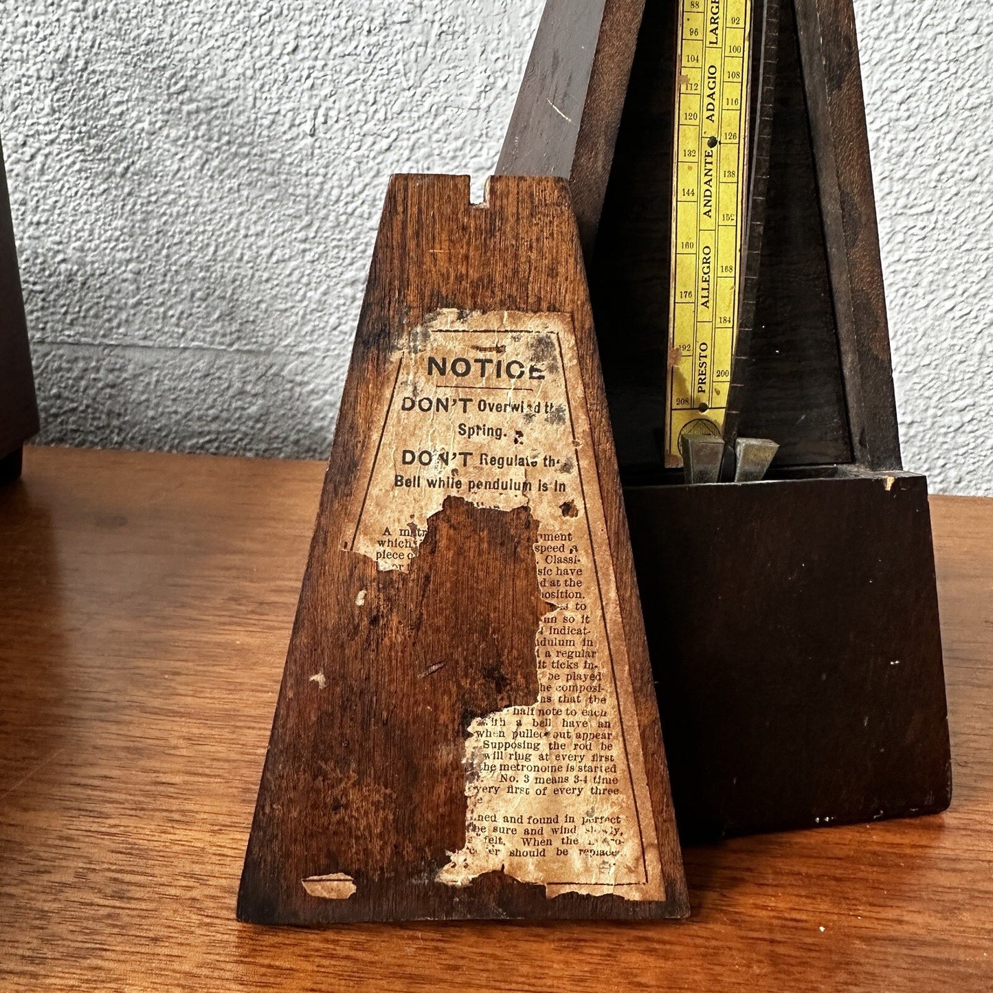 Hollande Angleterre Improved Maelzel Metronome Windup Wood Vtg Antique Paris