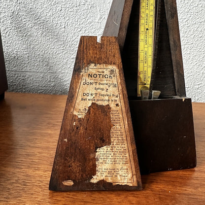 Hollande Angleterre Improved Maelzel Metronome Windup Wood Vtg Antique Paris