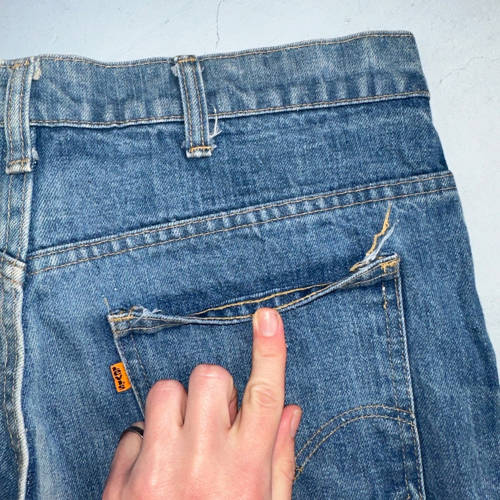 Levis 646 Vintage 70s USA Orange Tab Bootcut Flare Blue Bell Bottom Jeans 34x31