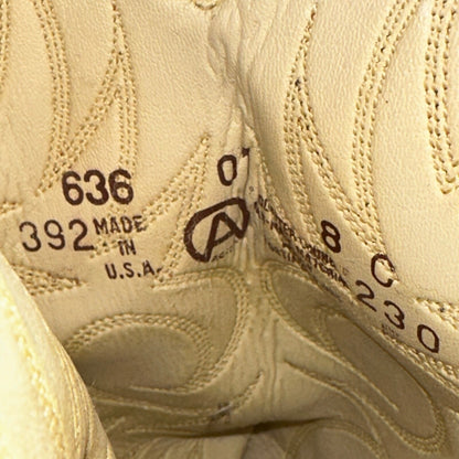 Acme Womens Vintage Brown Leather Western Stacked Heel Cowboy Boots Size 8C