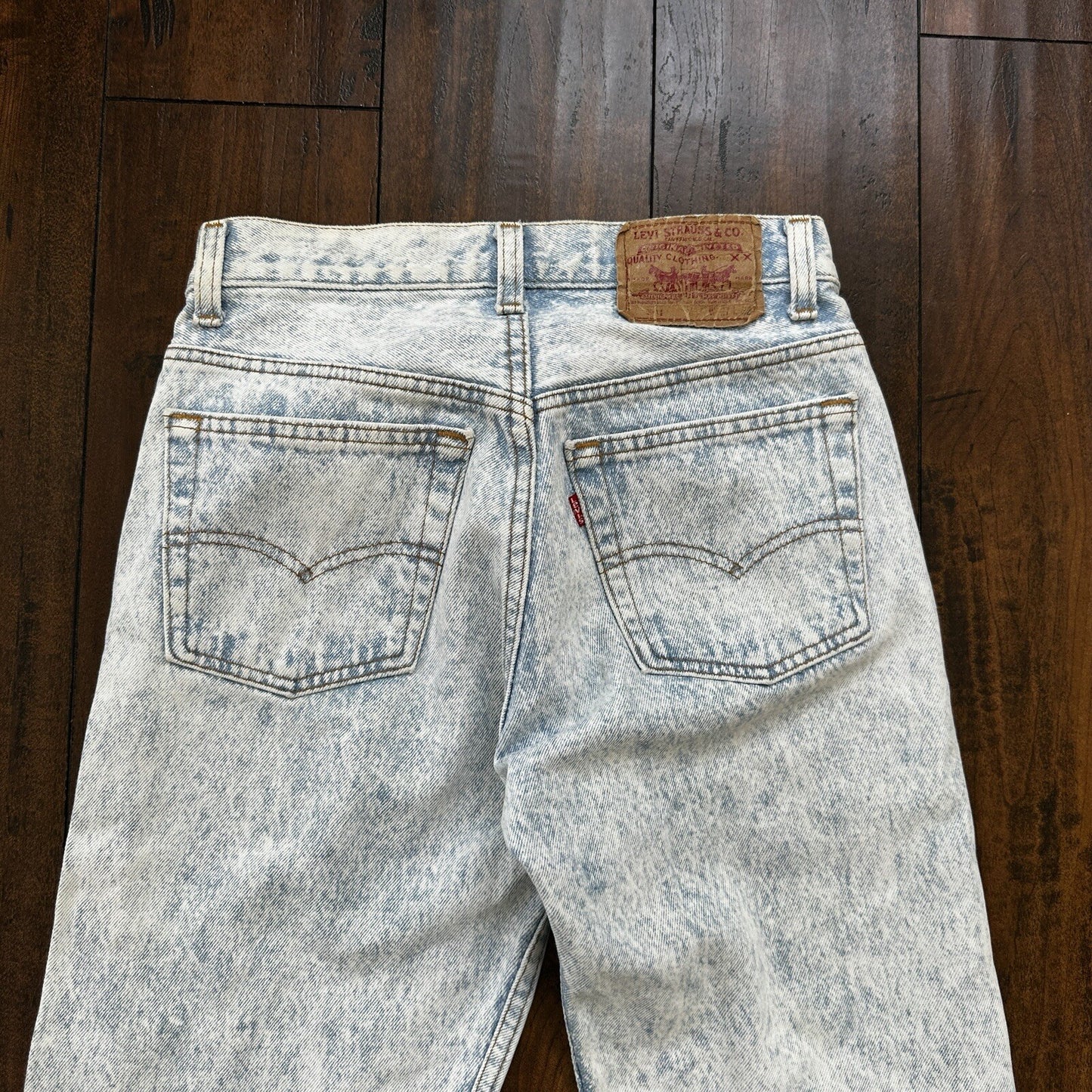 VTG 90s Levis 501 Button Fly 27x32 USA Tag Jeans Straight Wash Light X Act 25x30