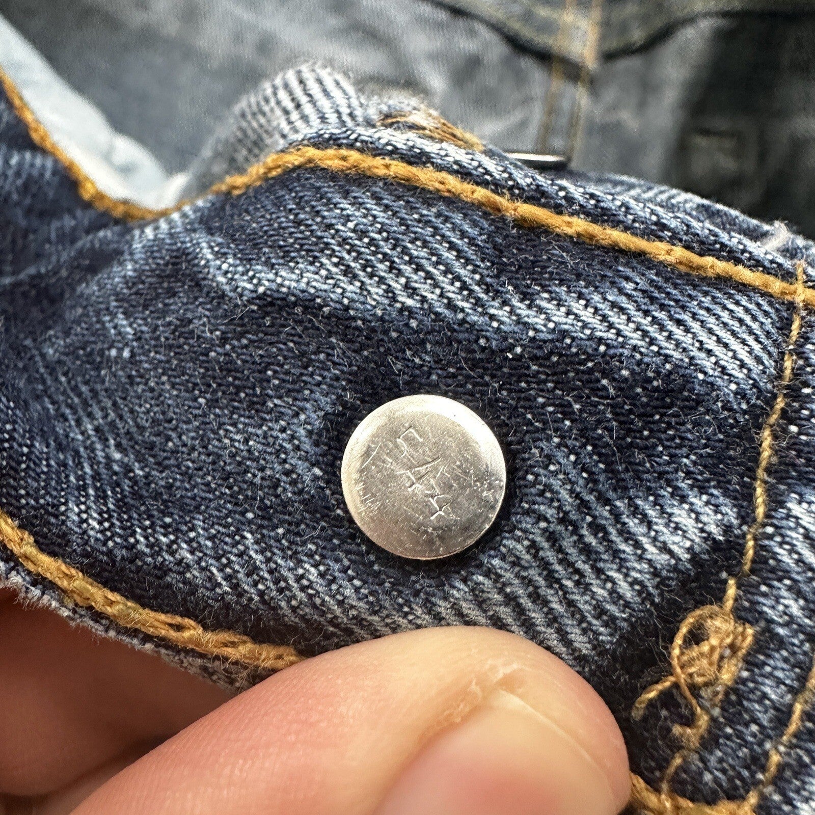 Vintage 90s Levis 501 29x34 USA Blue Denim Jeans Act 27x29 Med Wash Custom Bee