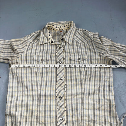 VTG Carhartt for Women Western Pearl Snap Button Up Shirt Size L Plaid Cowgirl