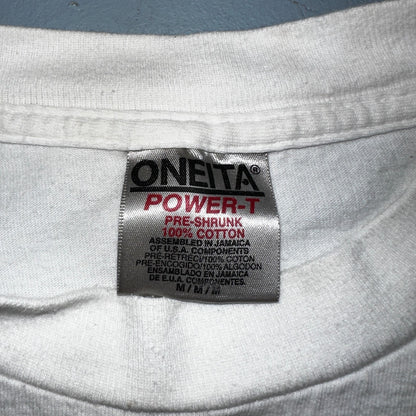 Oneita Just For Feet 1999 VTG T Shirt 90s Promo Evian Sponsors Graphic Lennox