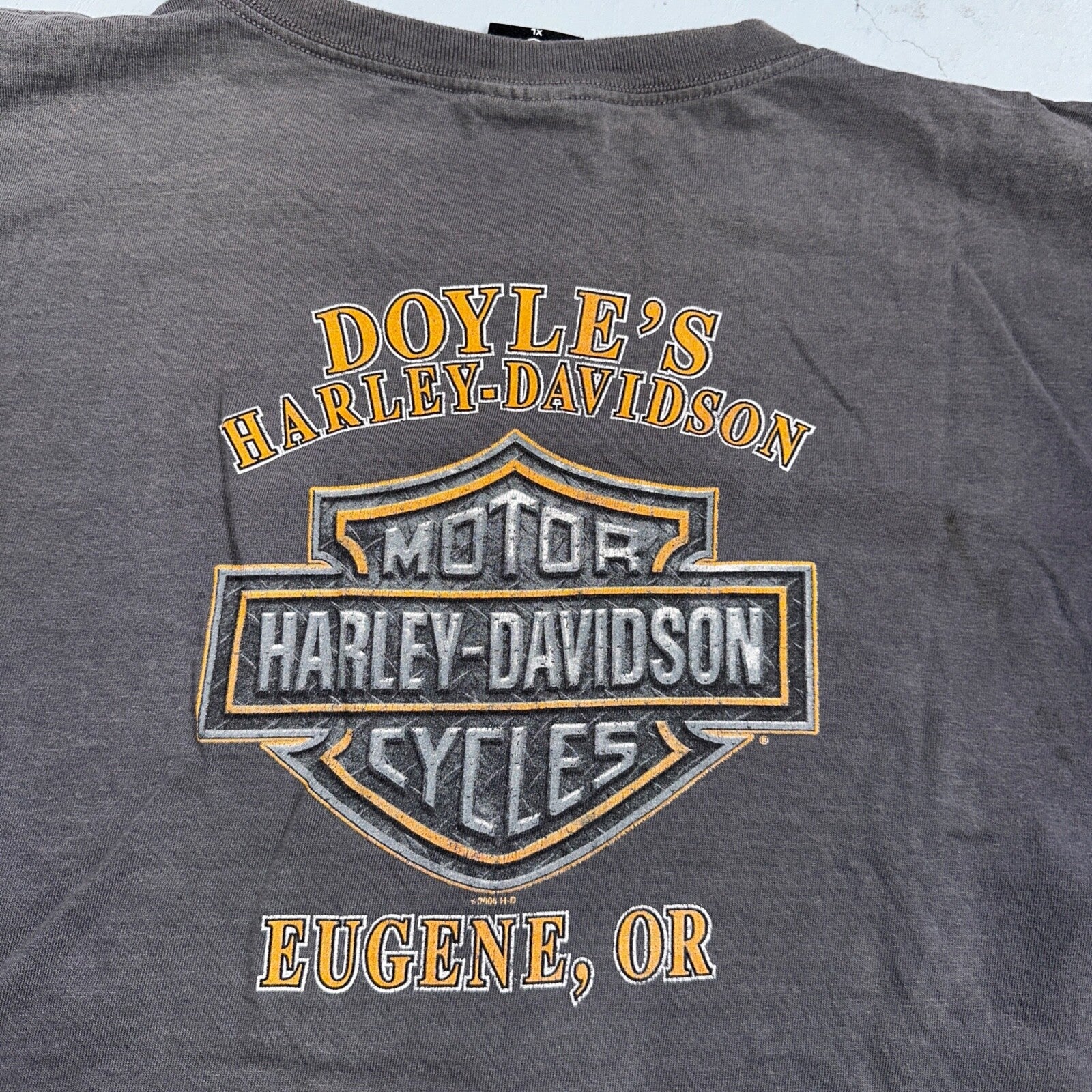 Harley Davidson Eugene Oregon VTG T Shirt Doyles Grunge Faded Black Y2K USA