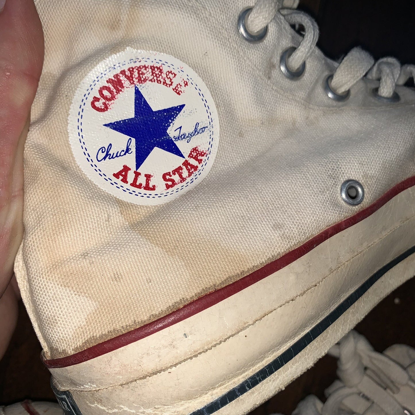 Vintage 60s CONVERSE Chuck Taylor All Star Blue Label White 7 RARE Comfort USA
