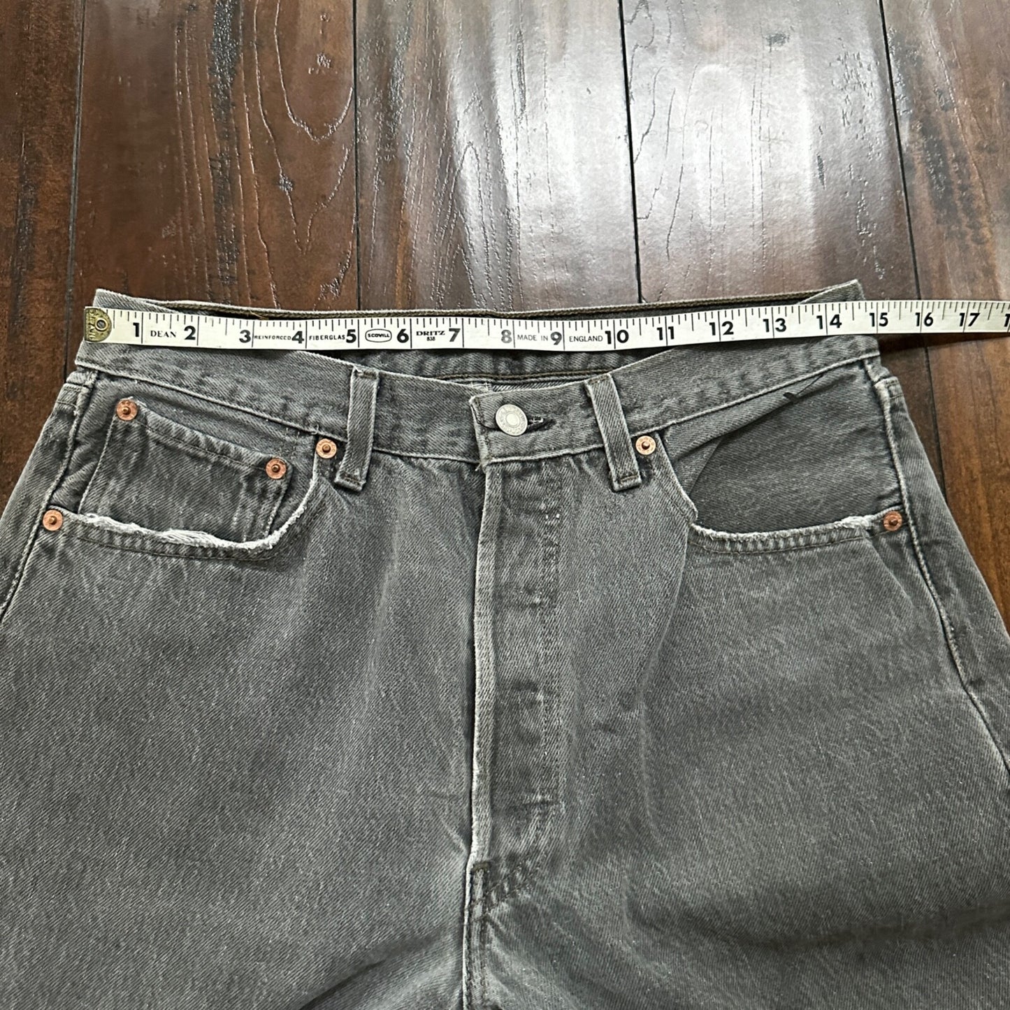 VTG 90s Levis 501 Button Fly 33x34 USA Tag Jeans Straight Wash Grey XX Act 30x32