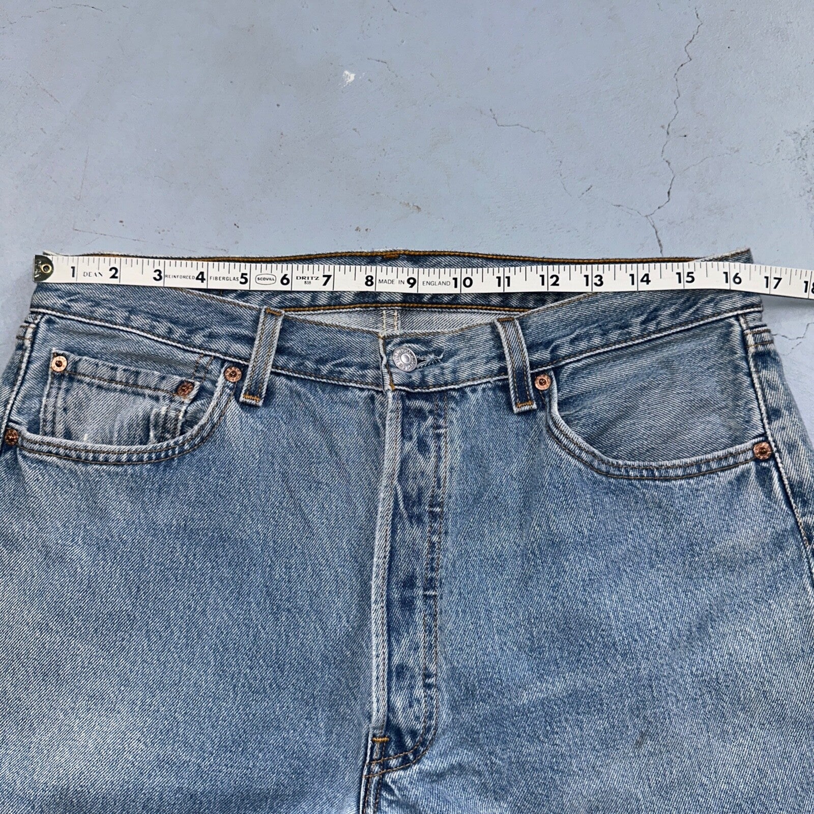 Levis 501 Vintage 90s USA XX Straight Leg Jeans Blue Light Wash 34x30 Act 31x29