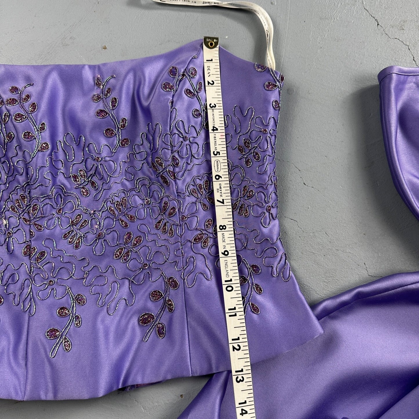 Zum Zum By Niki Livas Women's Purple Crop Skirt Beading Maxi Dress 5-6 USA Prom