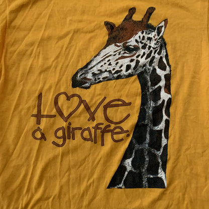 Love Giraffe Vintage Hanes T Shirt 80s 90s Gold Animals Wild Life Lions Rap Cool