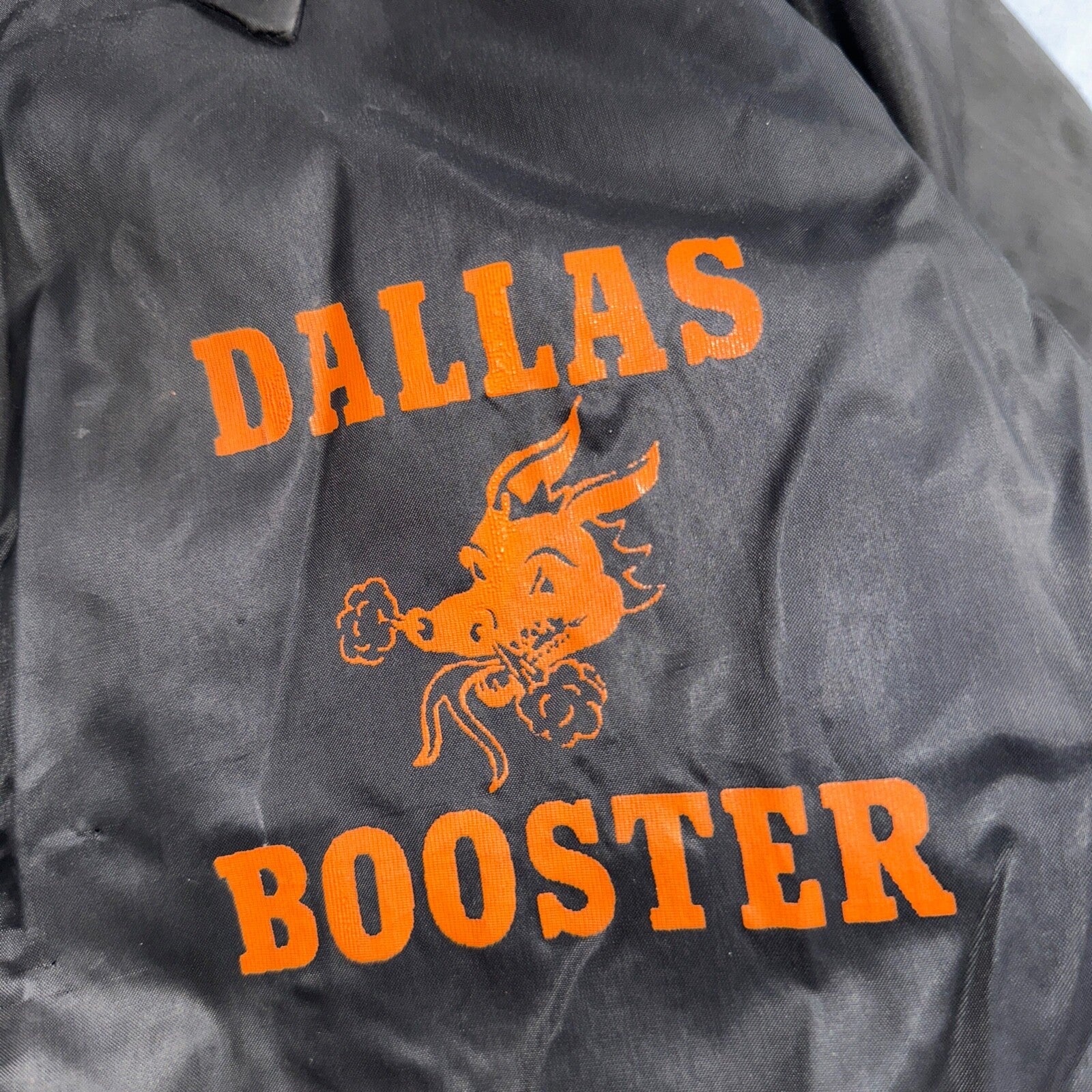 Champion Rare Vintage 70s Button Up Black Coach Windbreaker Lined Dallas Booster