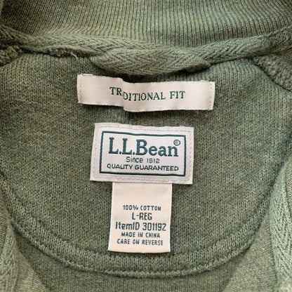 LL Bean Quarter Zip Pullover Fleece Sweater Mens L Green VTG 90s Style Basic