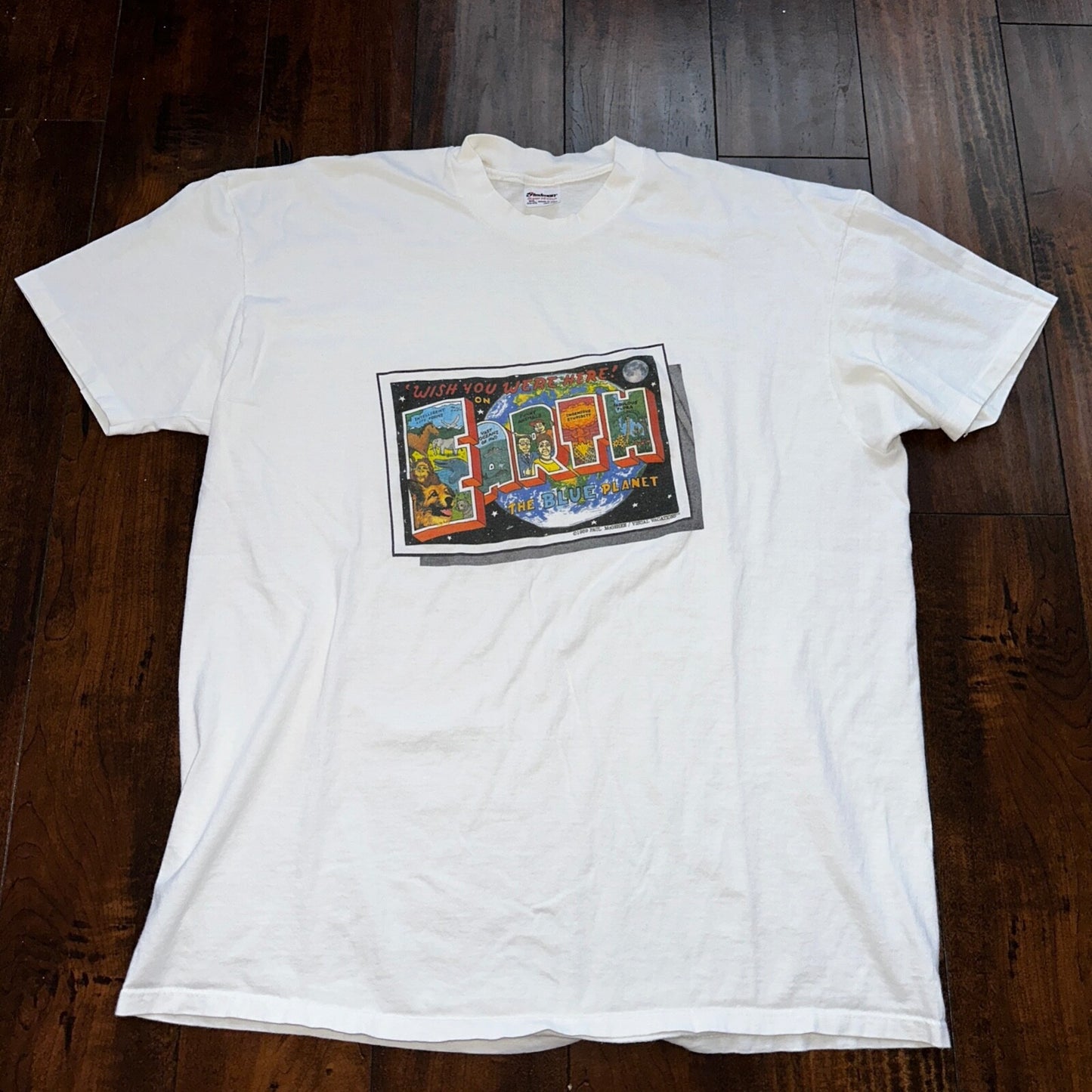 Art Earth USA FUNNY Humor Vintage T Shirt Stupid Humans 1989 Paul McGehee Rap