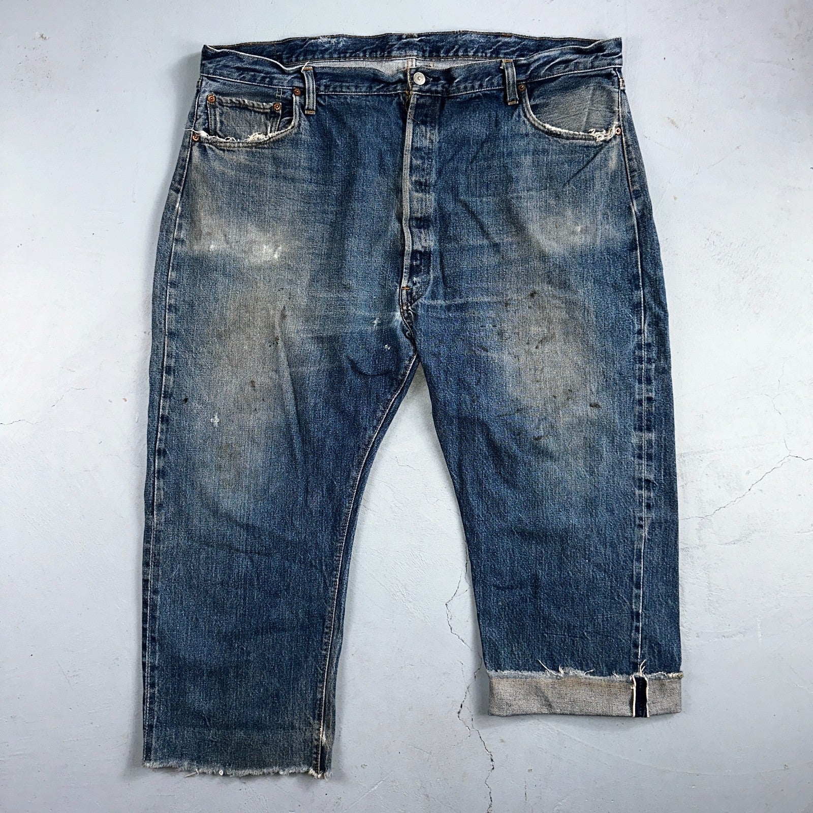 Levis 501 Vintage 70s SS Redline Selvedge USA XX Jeans Med Wash 48x30 Act 44x24