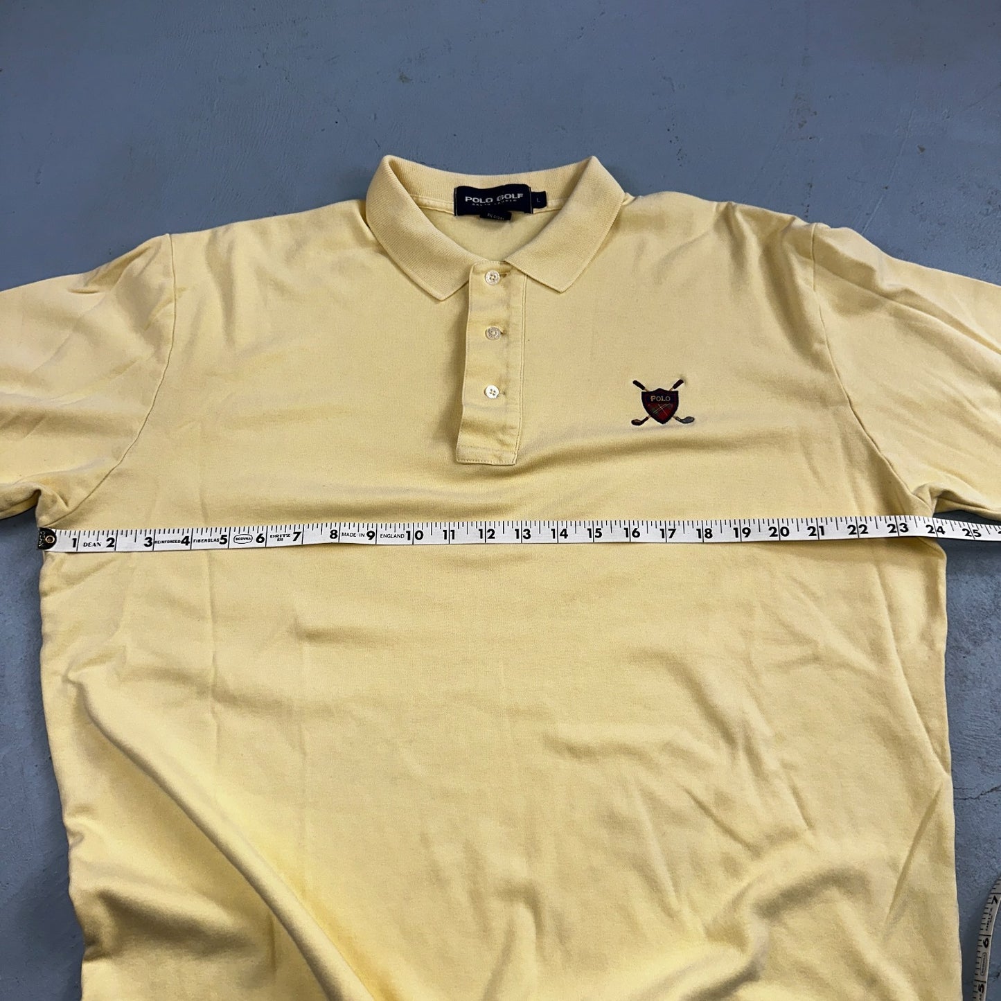 Polo Ralph Lauren Yellow Large Cotton Vintage Made USA Golf Polo Shirt