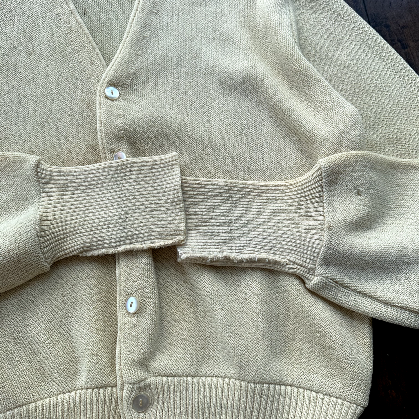 VTG 60s 70s Cardigan Sweater Alpaca Wool Kurt Cobain Cream Yellow Winter Cool