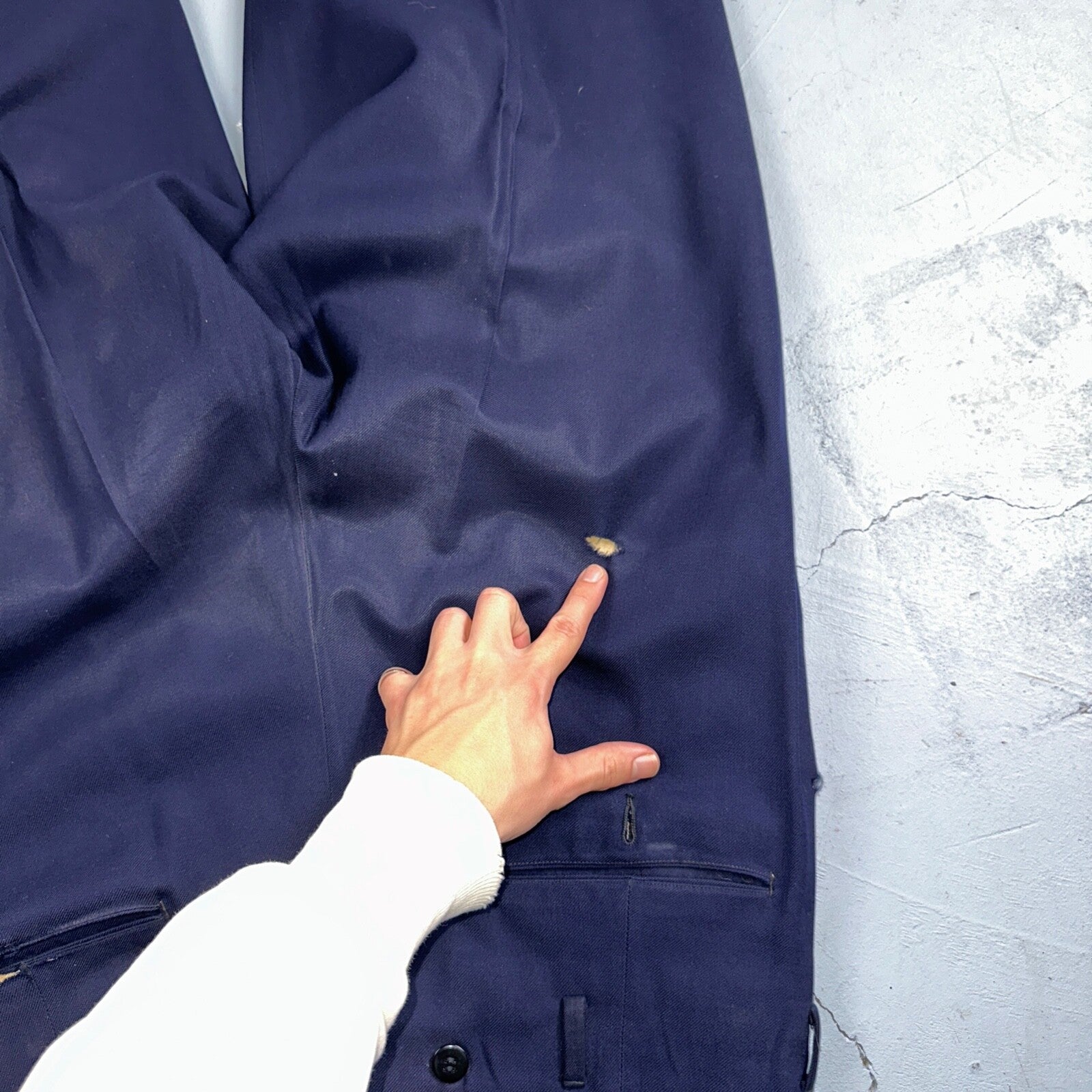 VTG Mens 2 PC Suit 42 Jacket Coat Pants Blue Rockabilly 1950s Thrashed Ripped