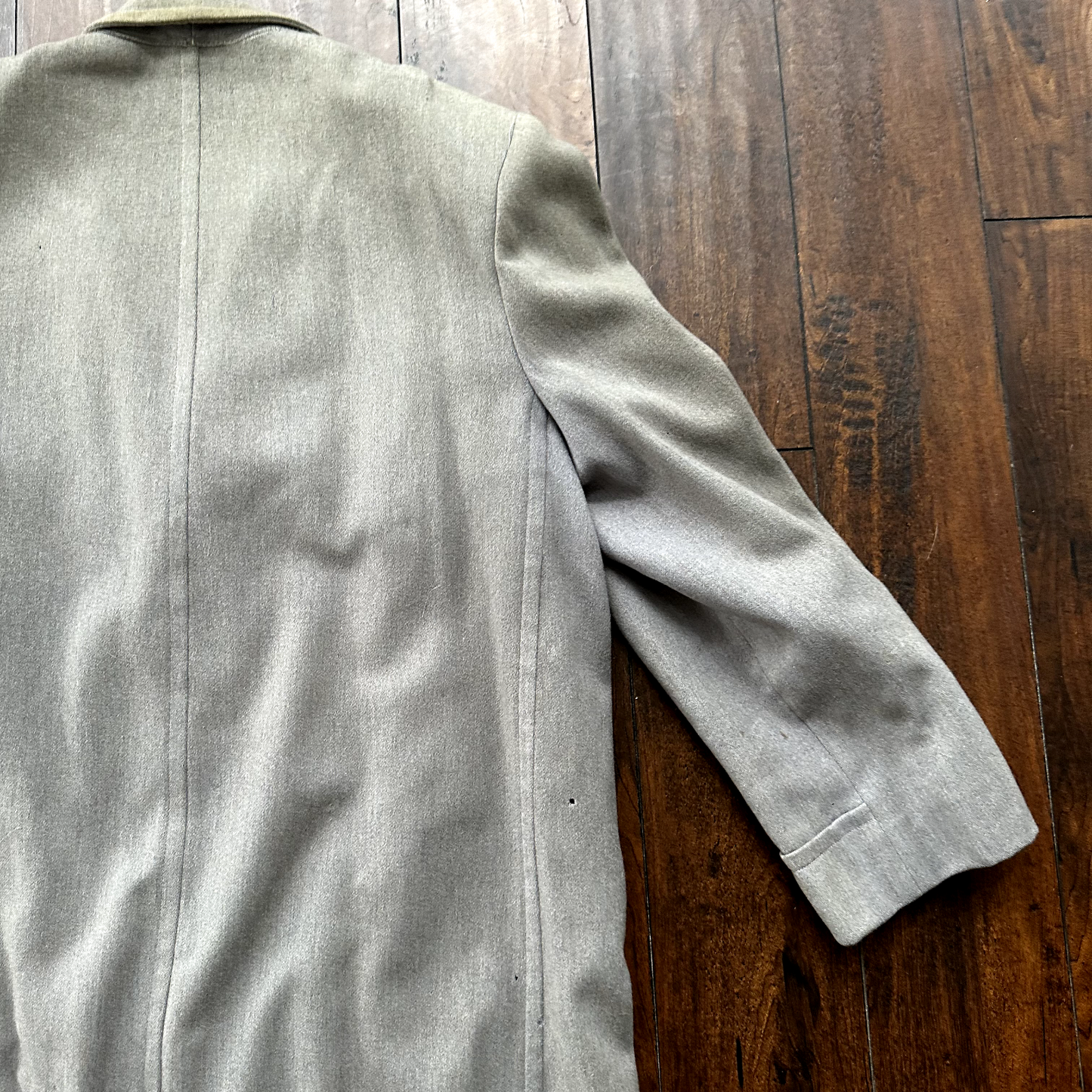 VTG 30s 40s Cravenette Gray Wool Long Trench Coat Sz 40 Long Pennys WWII era USE