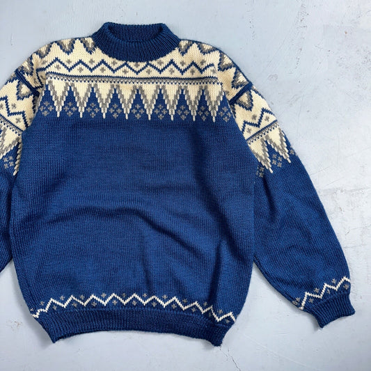 VTG 50s 60s Aztek Cable Sweater Handmade Rockabilly Cottage Core Grandma