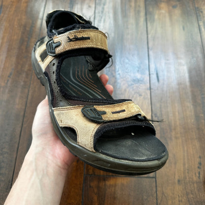 ECCO Yukatan Receptor Brown Leather Sport Sandal Shoes Mens EU 44