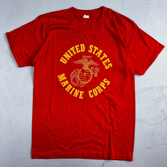 Vintage USMC 80s United States Marine Corps Shirt 1980s Medium Red Screen Stars
