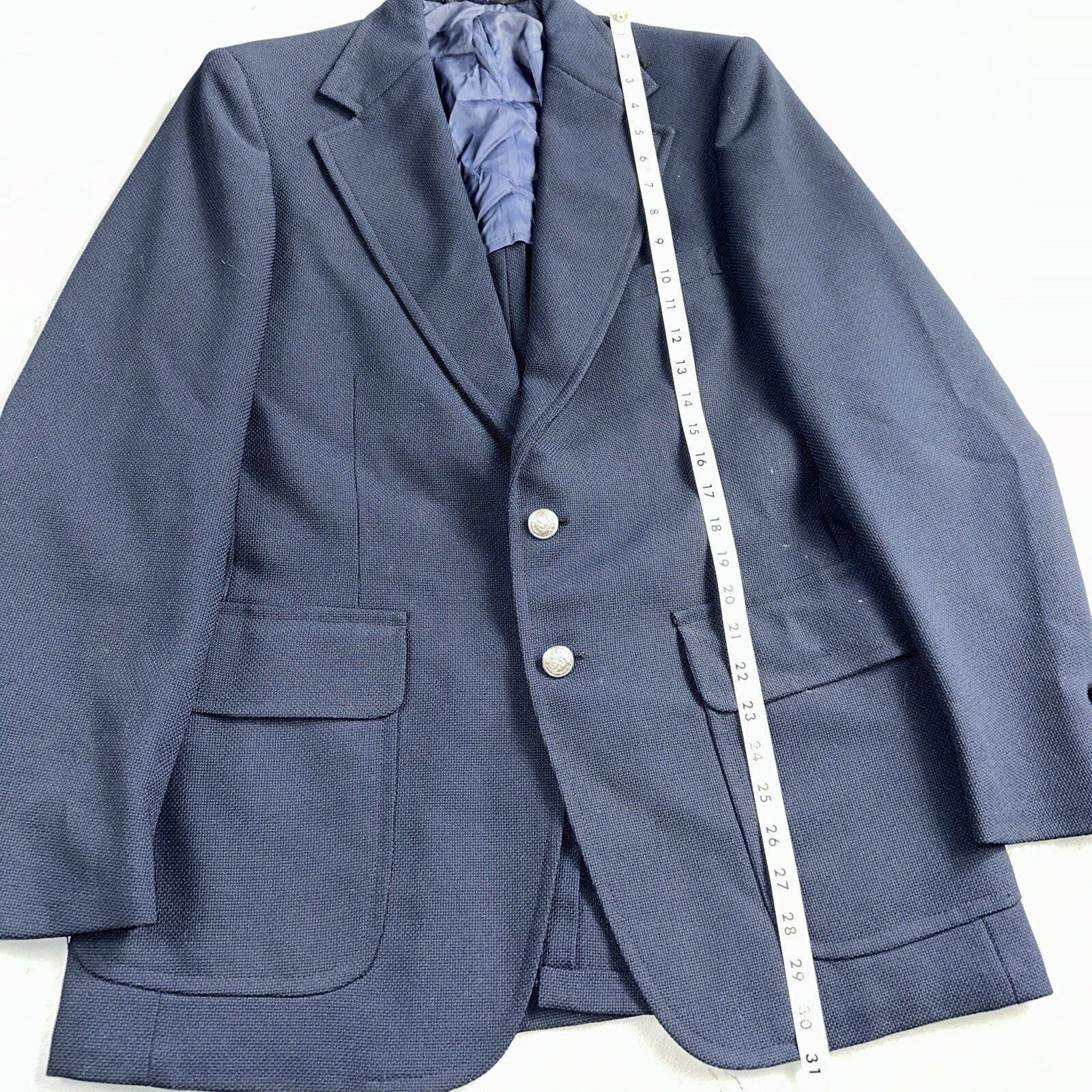 Kingsridge Blazer Mens 40 Blue Vintage Sport Coat Suit Jacket Union USA 1970s