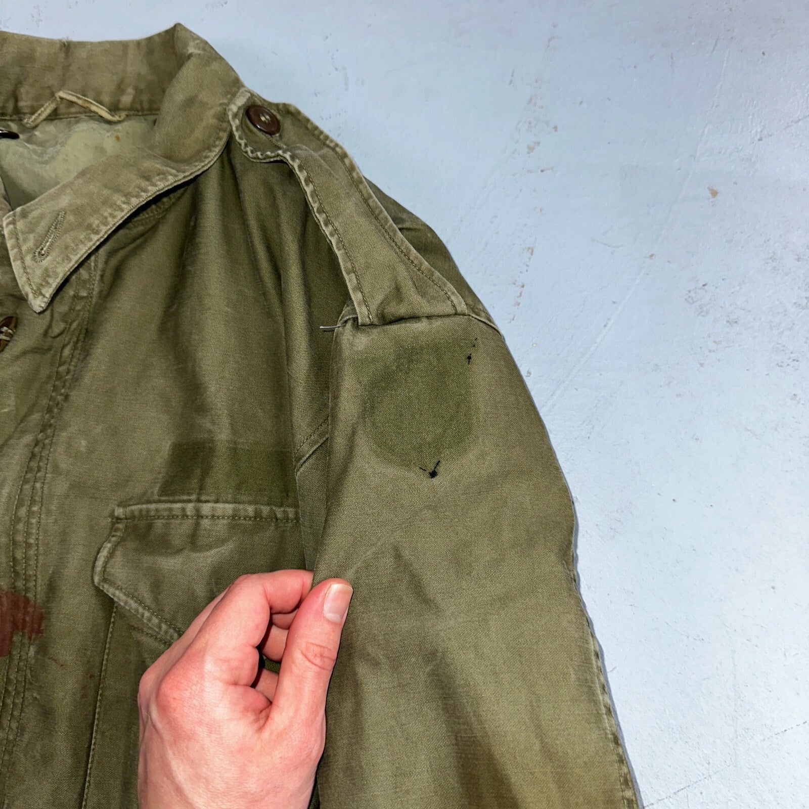 Vintage Military Jacket Green Button Up Vietnam Era 60s 70s M65 M1951 Parka