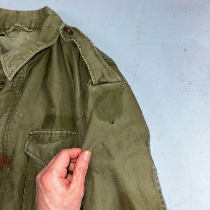 Vintage Military Jacket Green Button Up Vietnam Era 60s 70s M65 M1951 Parka