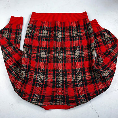 Pendleton VTG 100% Wool Sweater Mens L Plaid Red Oregon USA Preppy Christmas