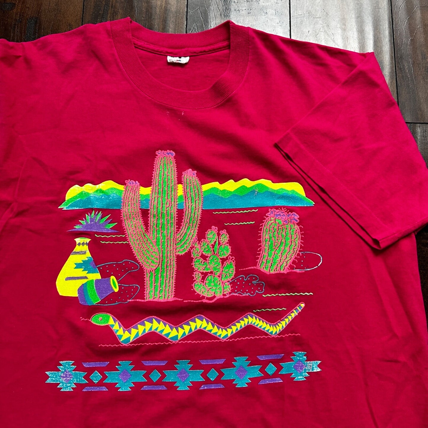 Cactus Pink FOTL 90s Vintage T Shirt Single Stitch Snake Arizona Travel USA Rap