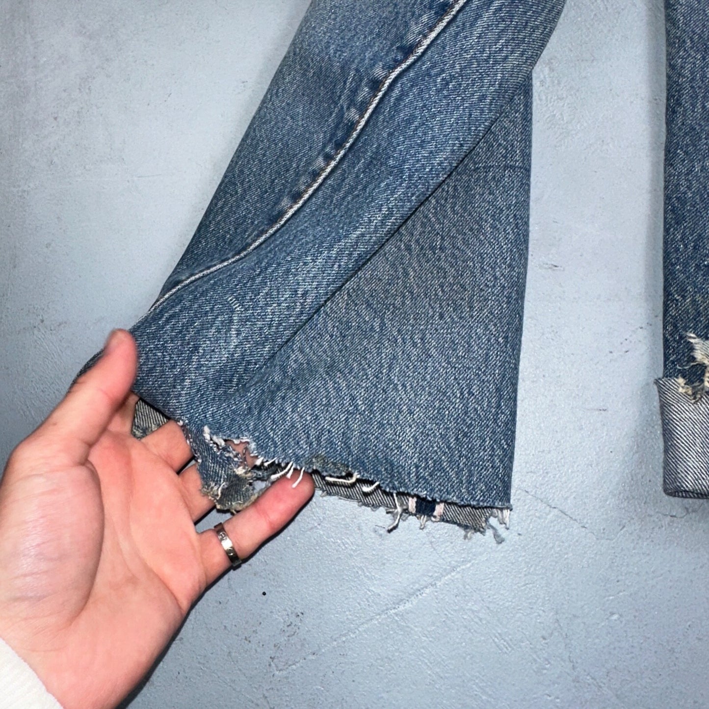 Levis 501 Vintage 80s Redline Selvedge USA XX Jeans Light Wash Capri Act 30x25