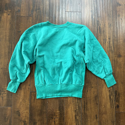 Vintage Champion 90s USA Teal Reverse Weave Sweatshirt Blank 70s Gusset Jumper