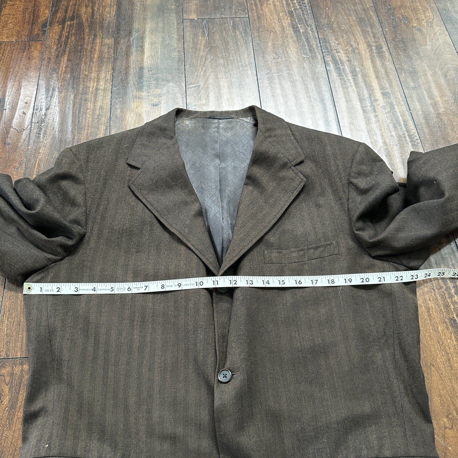 1960s 1970s Brown Striped Sport Jacket VTG Mens Suit 44 33x32 Rockabilly Wool